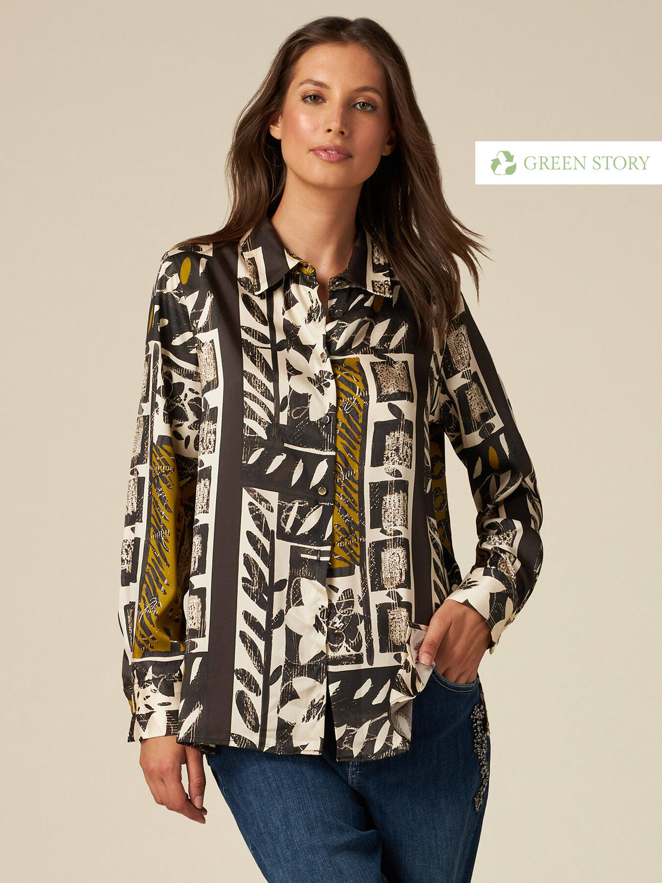 Camicia in raso eco-friendly fantasia image number 0