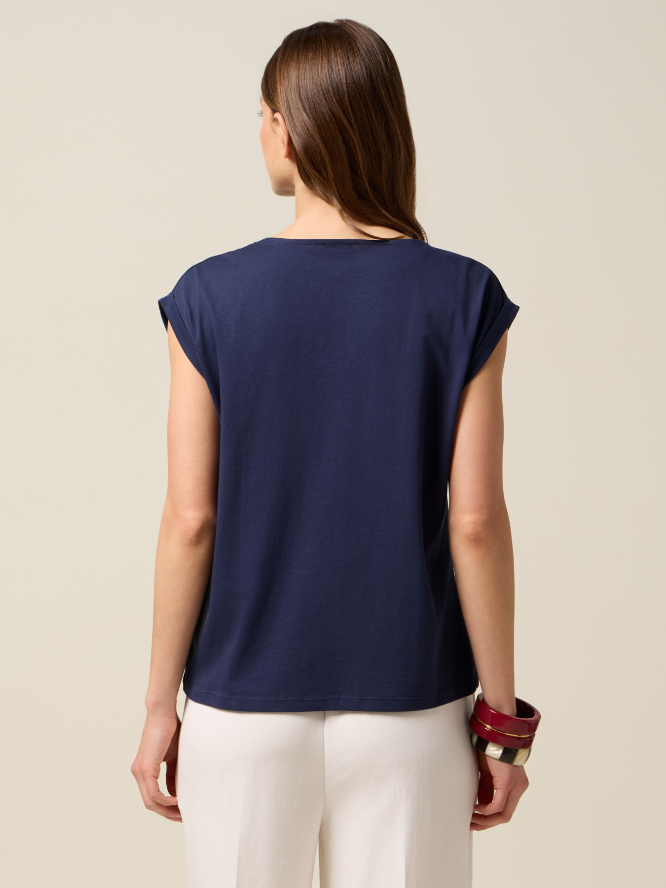 T-shirt bimaterica con paillettes image number 1