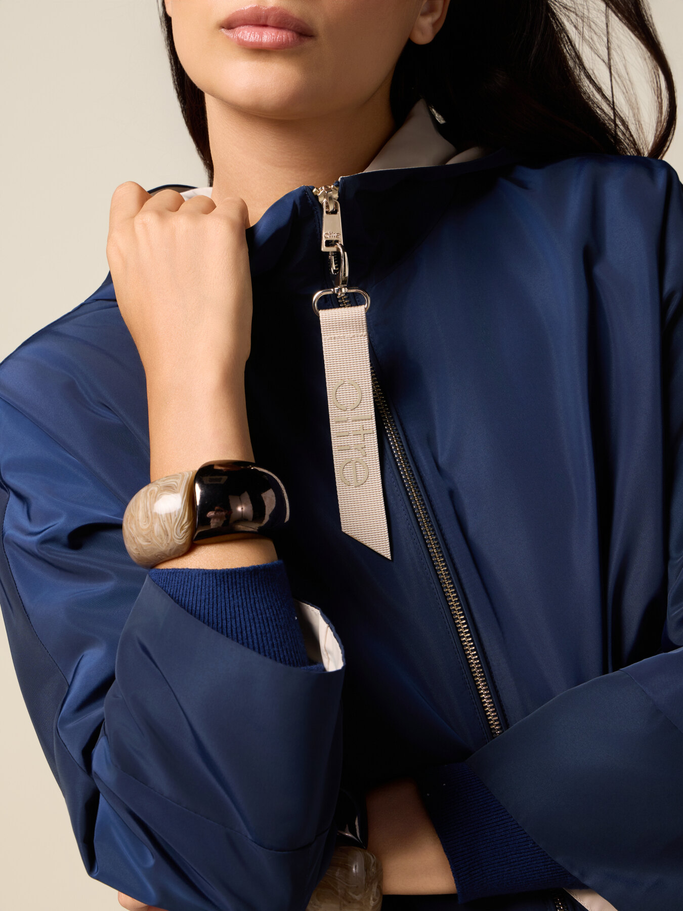 Nylon jacket with hood and zip image number 2