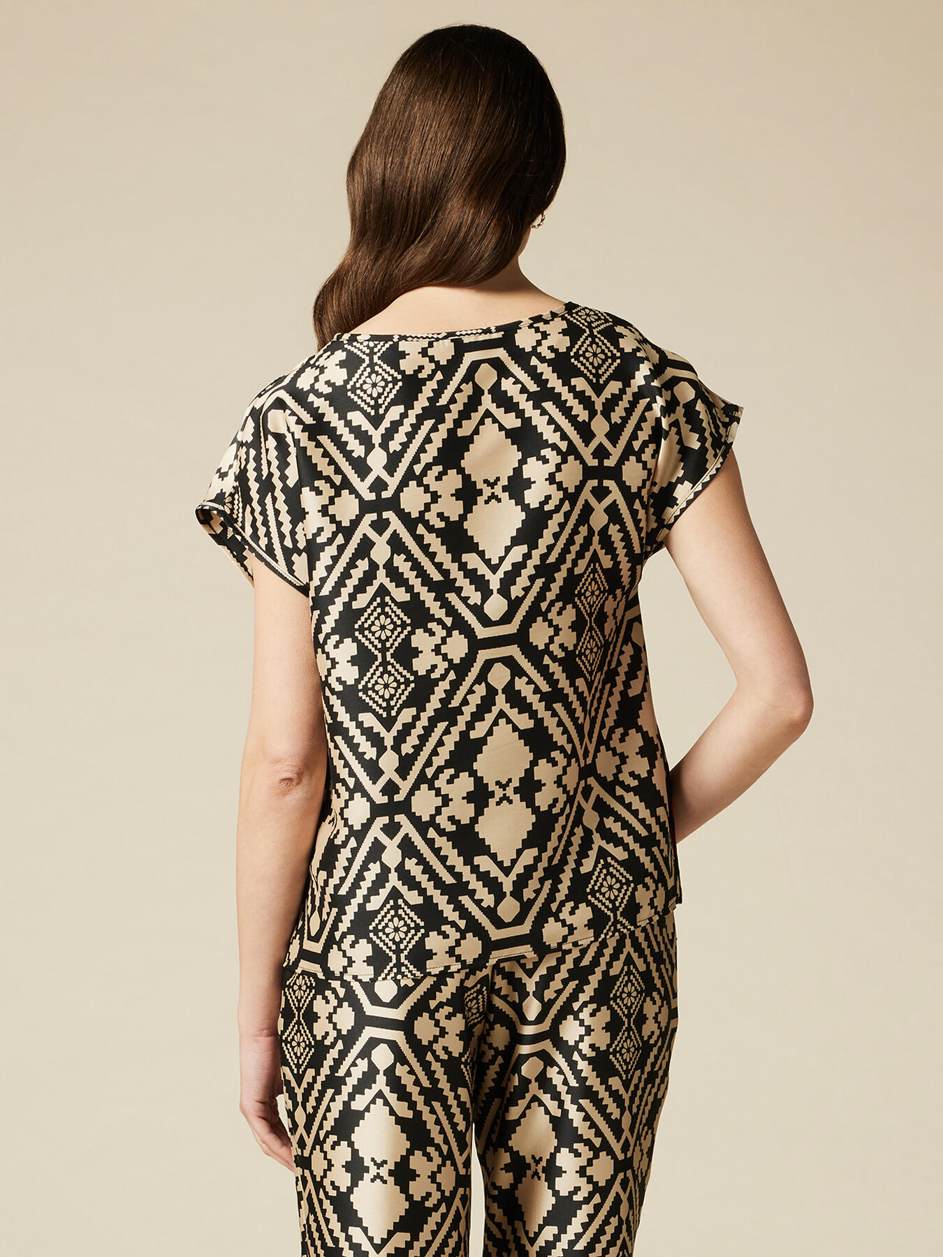 Blusa in twill fantasia image number 1