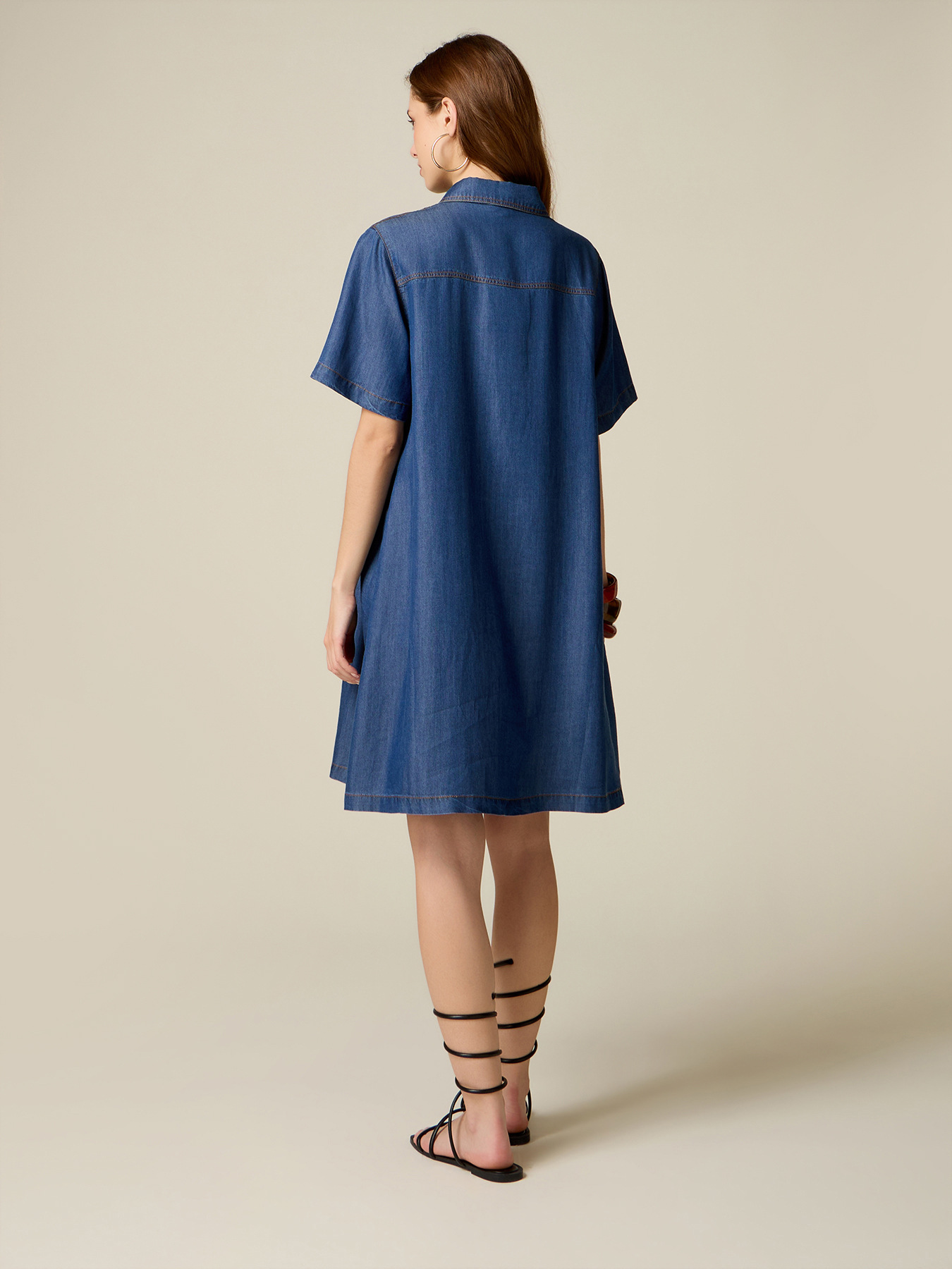 Kurzes Kleid aus Tencel in Denim-Optik image number 1