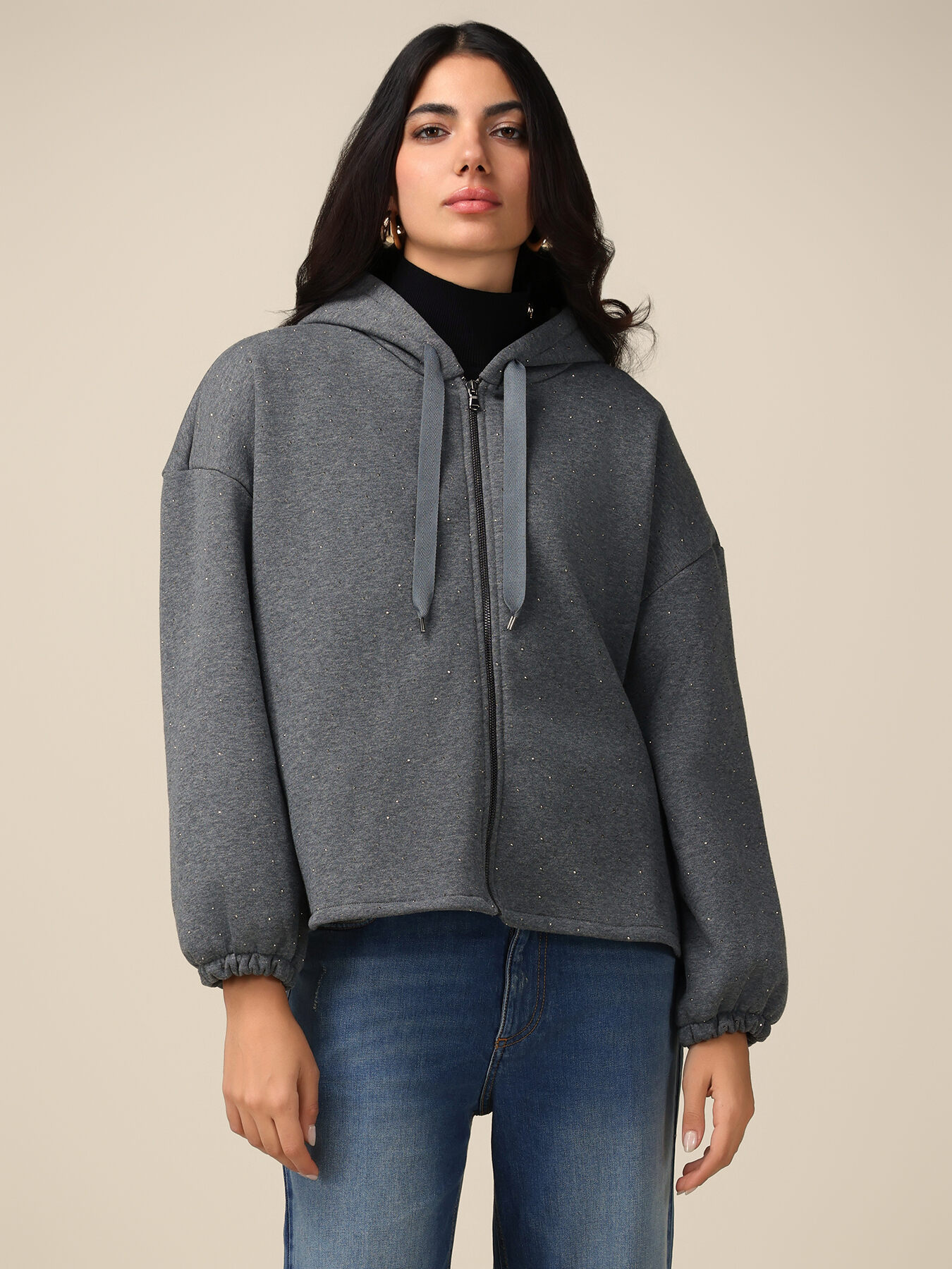 Fleece jacket with studs image number 0