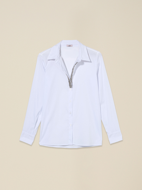 Poplin shirt with jewel embellishments