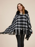 Poncho check con pelliccia sintetica image number 0
