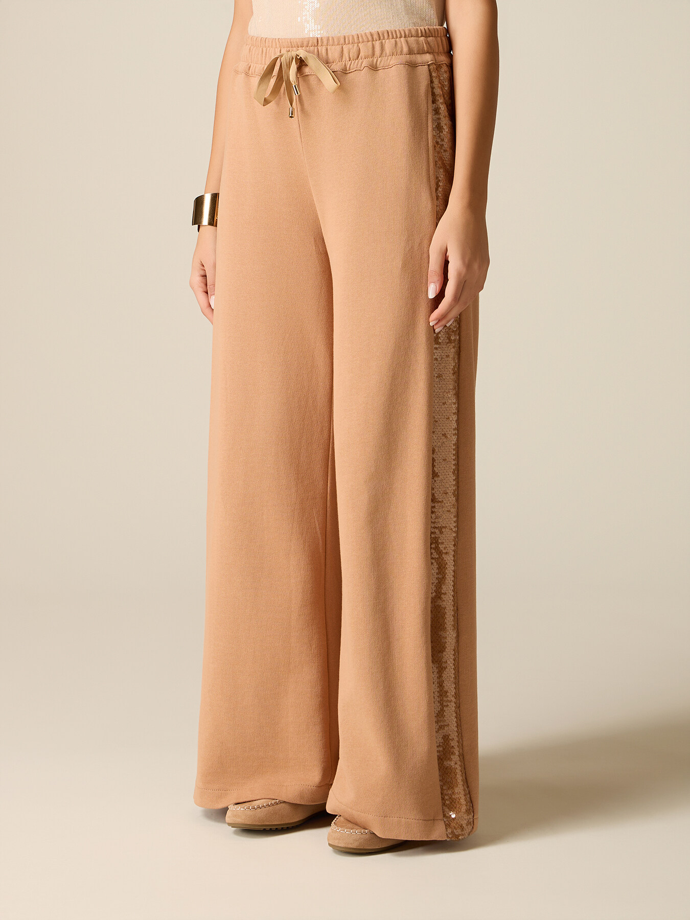 Palazzo pants in sweatshirt fabric with sequins image number 3