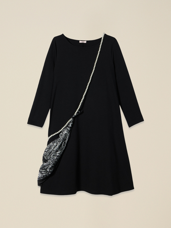 Flared dress with scarf detail