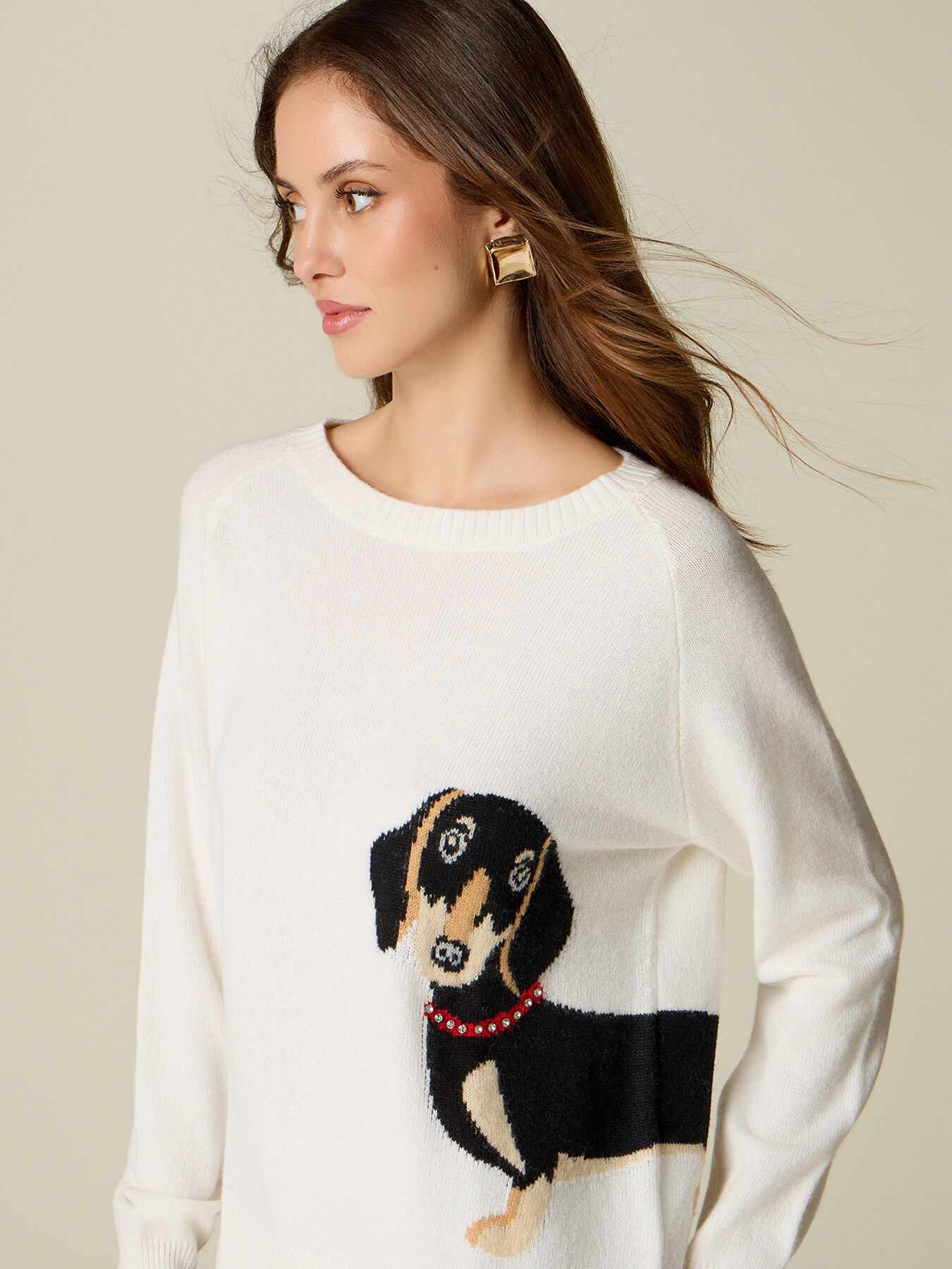Jacquard-pattern sweater with stud embellishments image number 2