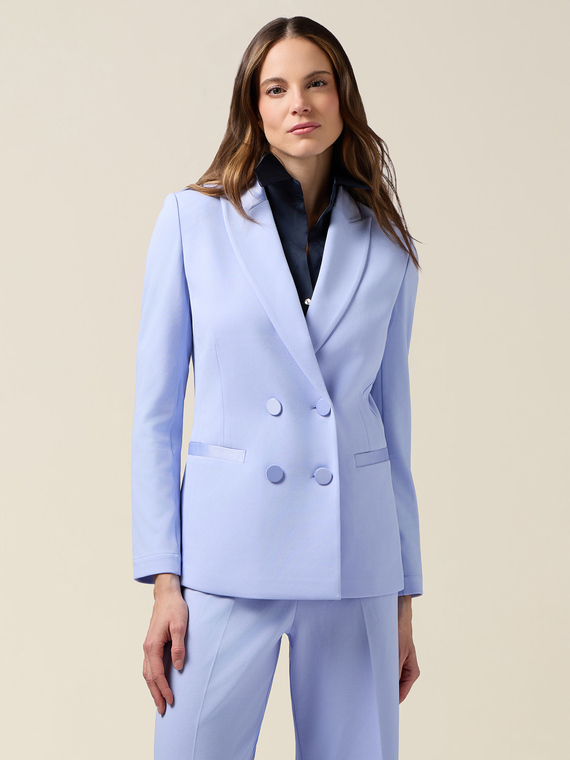 Double-breasted blazer with covered buttons