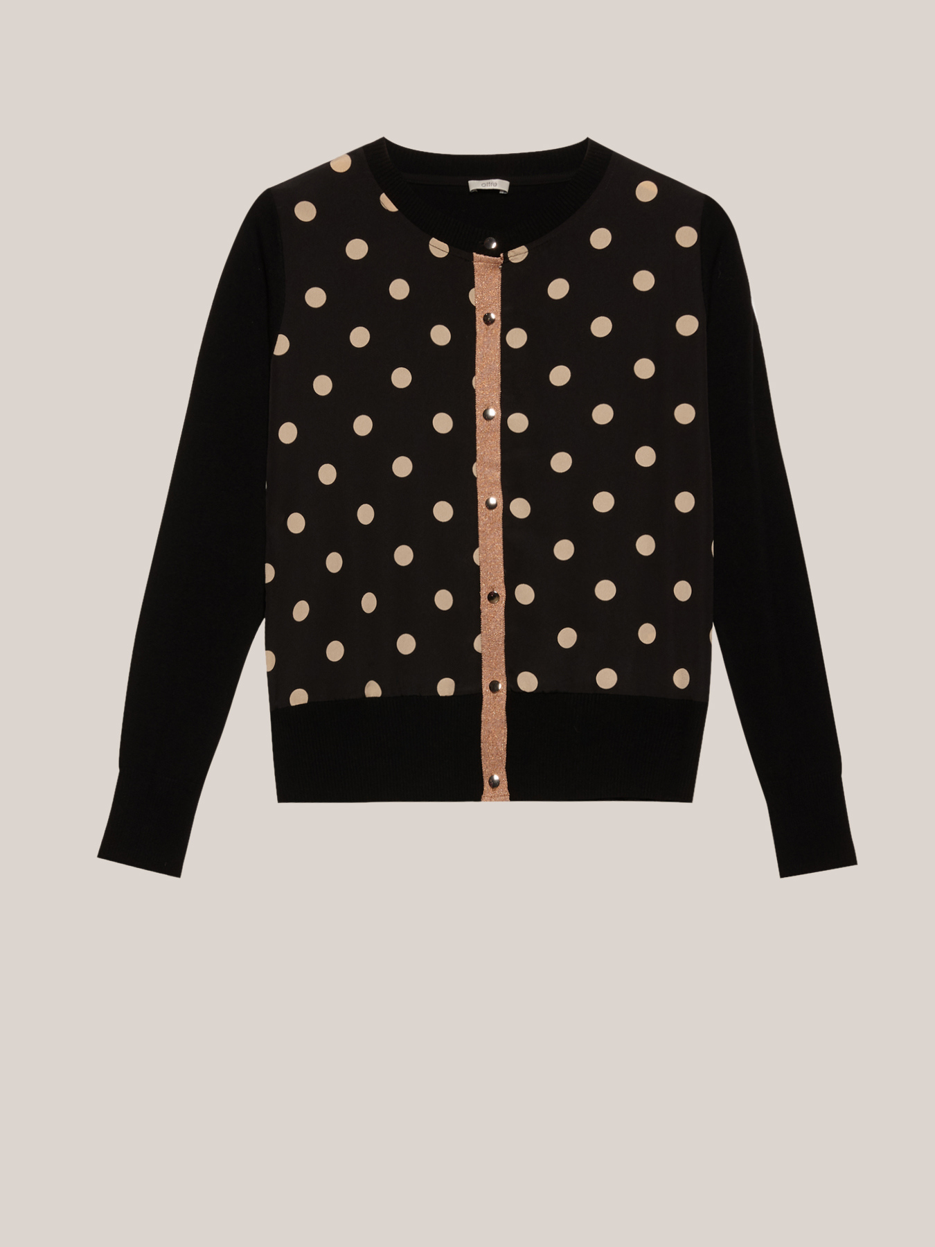 Cardigan bimaterico a pois image number 3