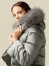 Midi down jacket with hood and furry trim image number 2