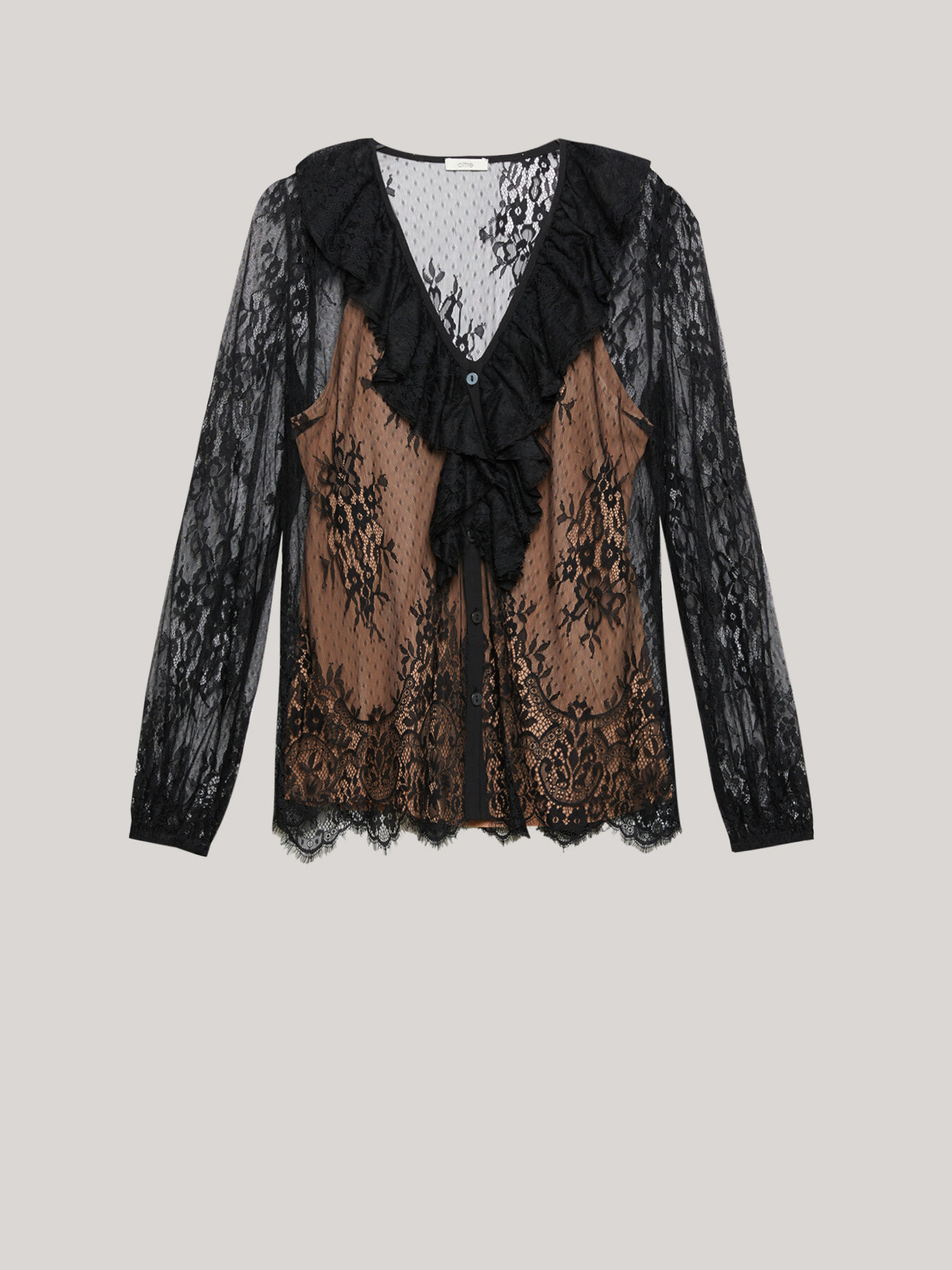 Camicia in pizzo con top a contrasto image number 3