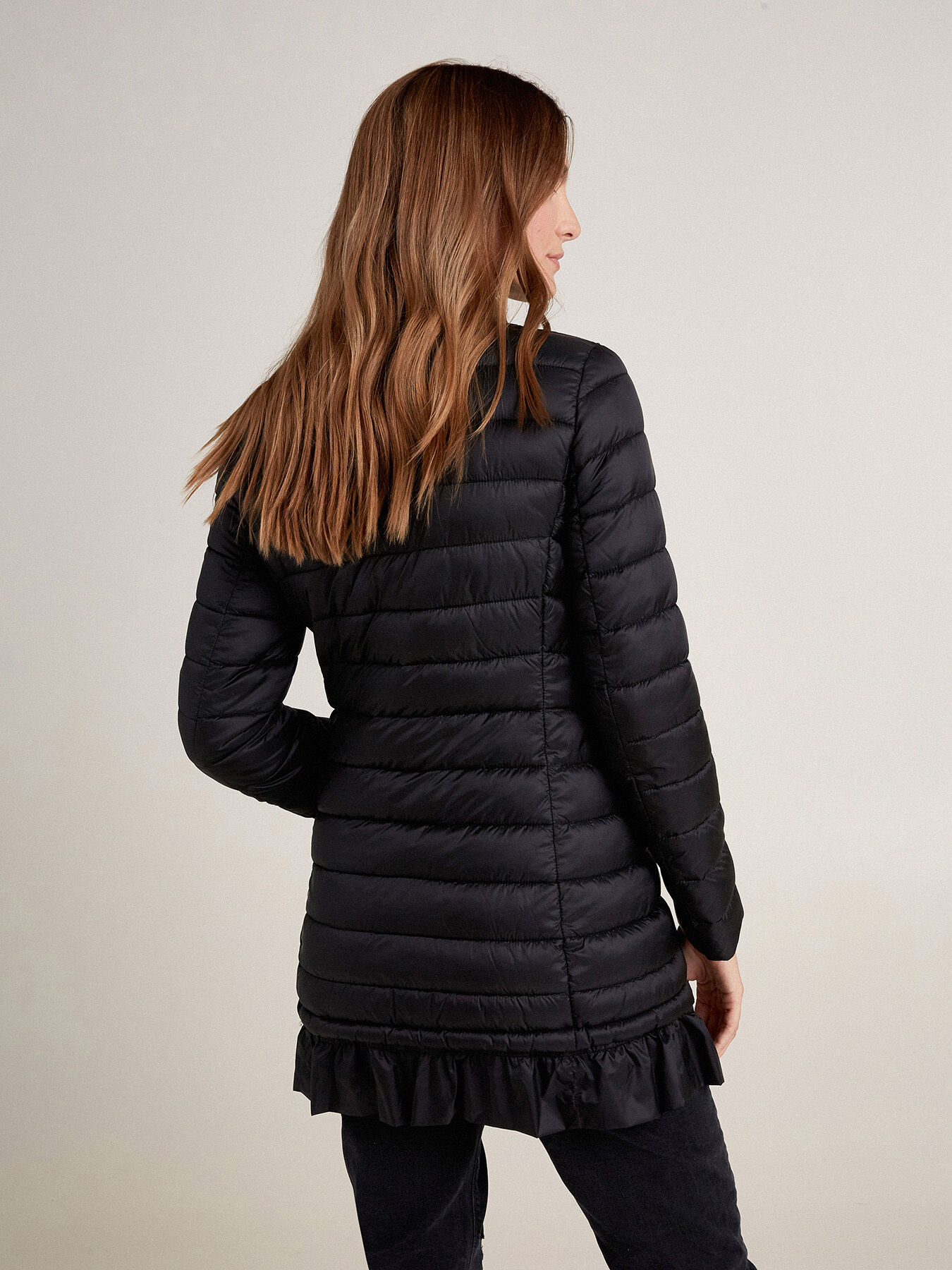 Light long down jacket with ruching image number 1