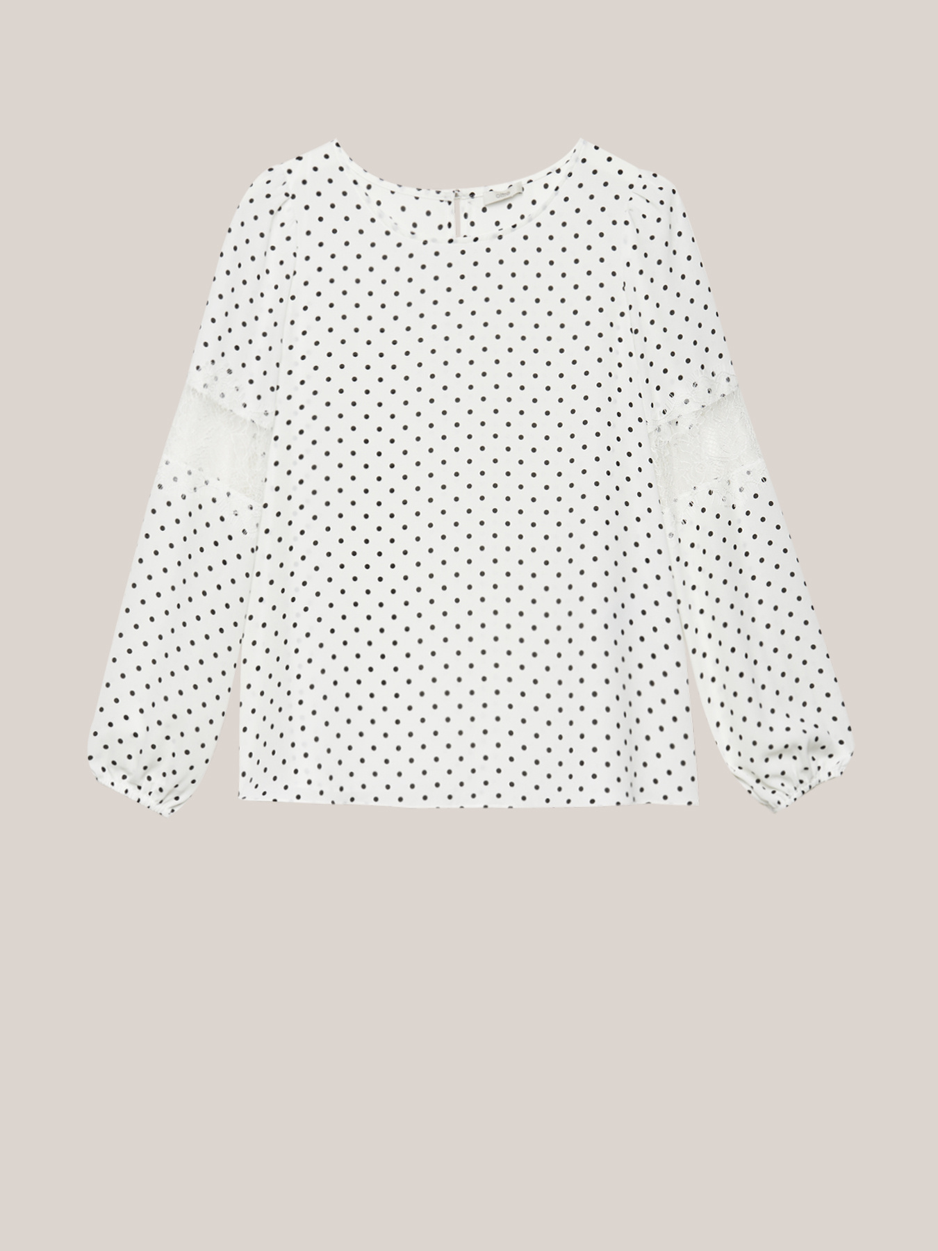 Gepunktete Bluse mit Spitzeneins&auml;tzen image number 3