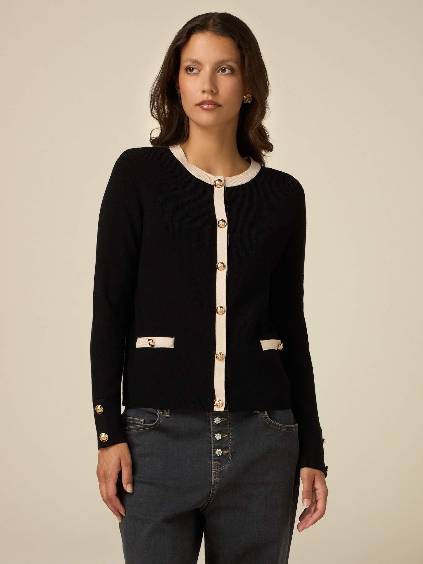 Cardigan with contrasting profiles image number 0