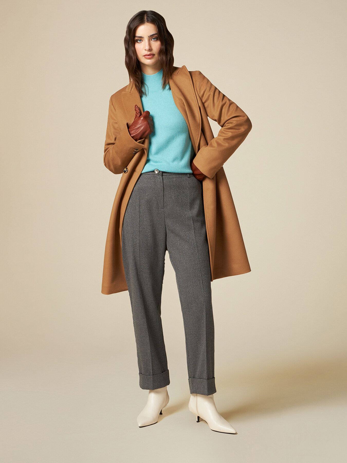 Pantalon cigarette en polyviscose lurex image number 0