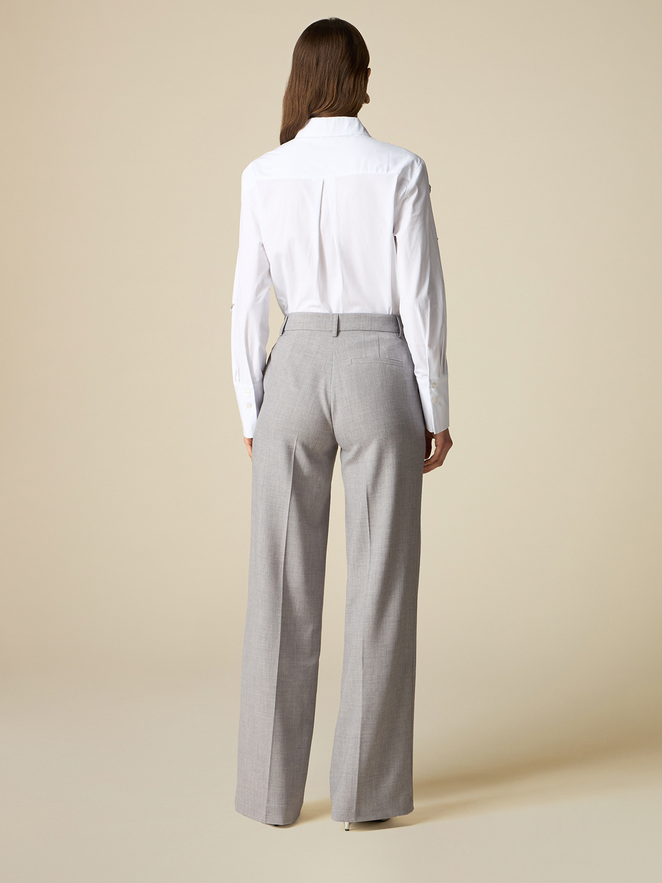 Pantaloni palazzo in tessuto m&eacute;lange image number 1