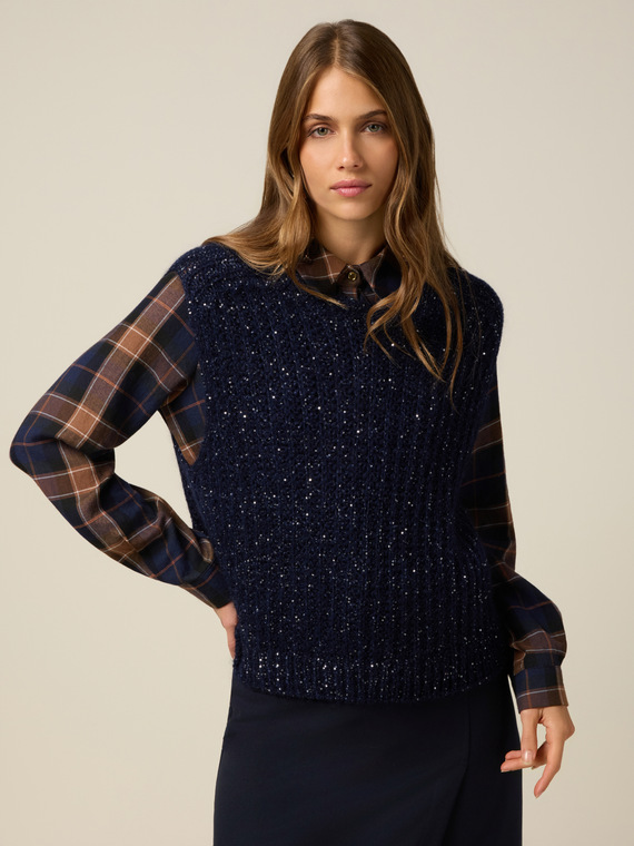 Mixed mohair vest with sequins