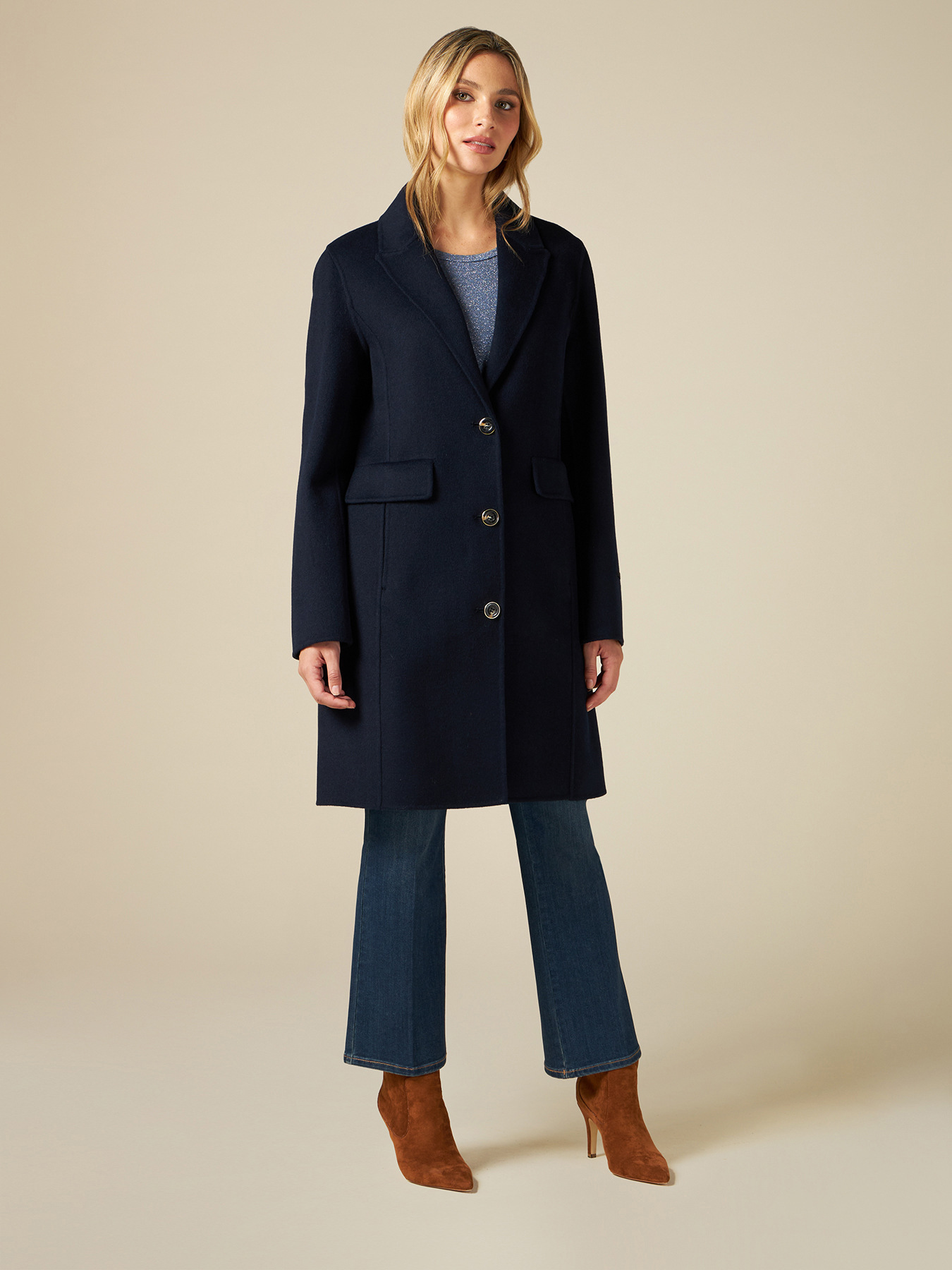 Coat in wool blend cloth image number 0
