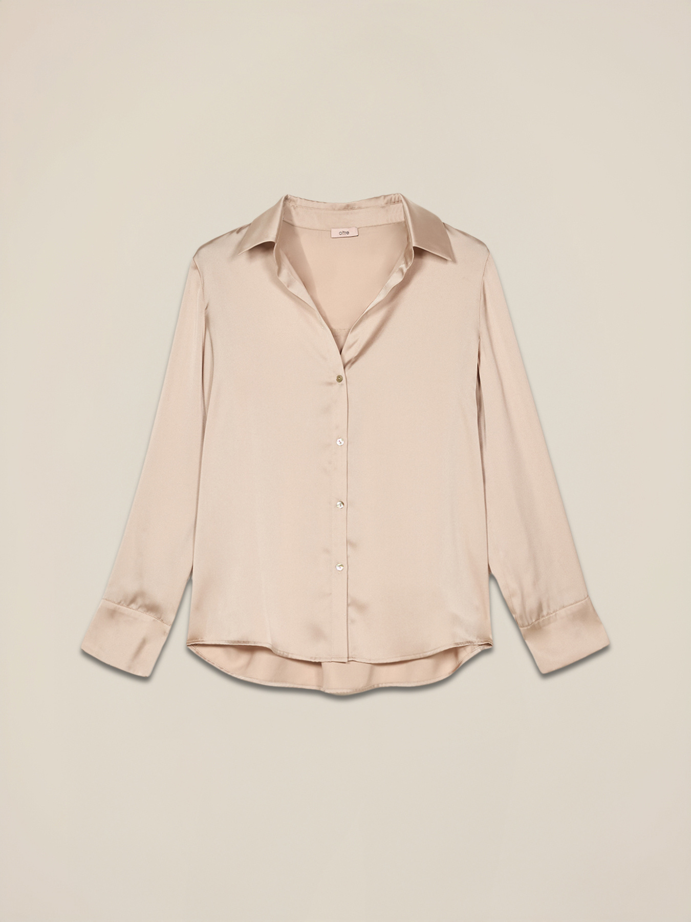 Solid color satin shirt image number 3