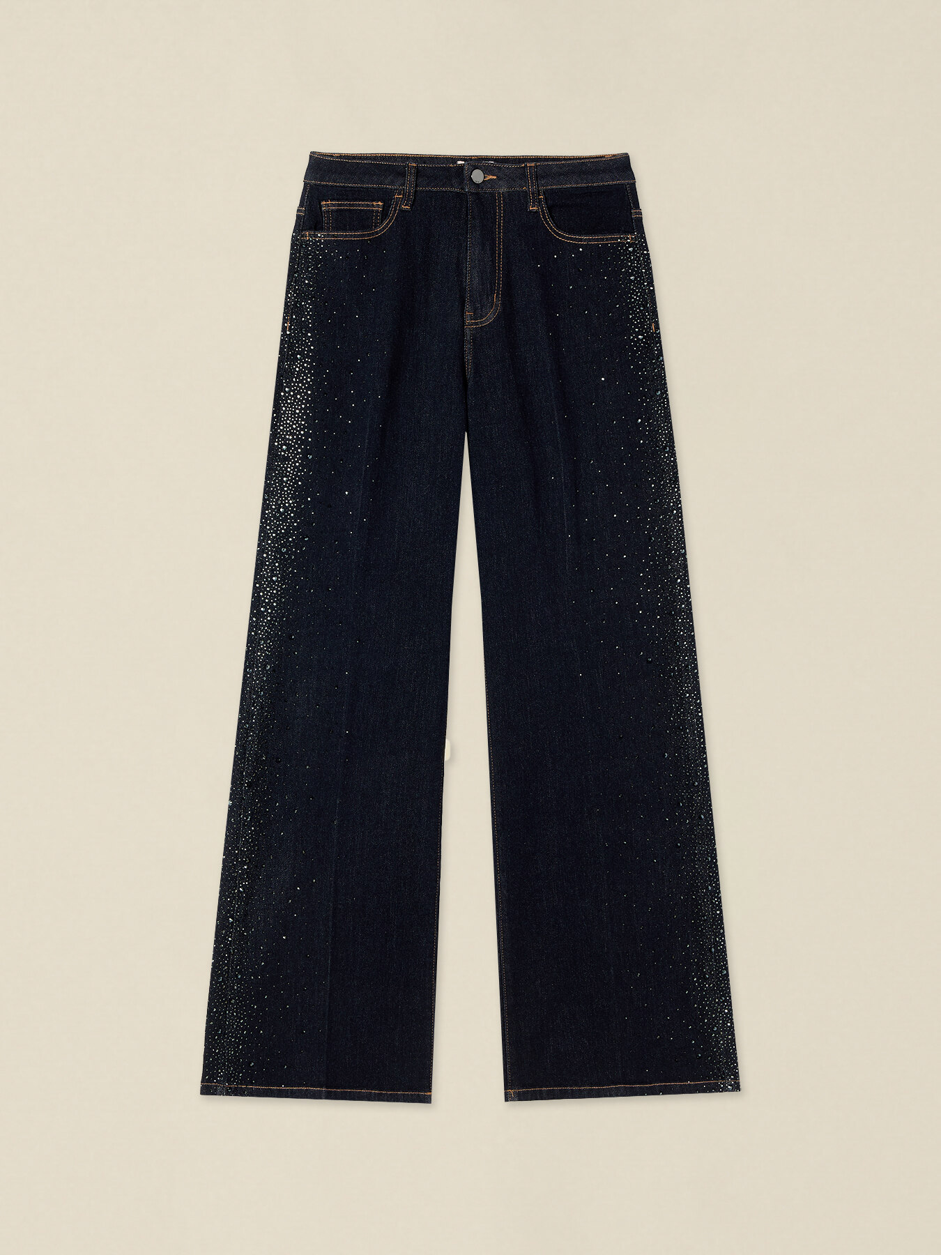 Flare-Jeans mit Kristallen image number 4