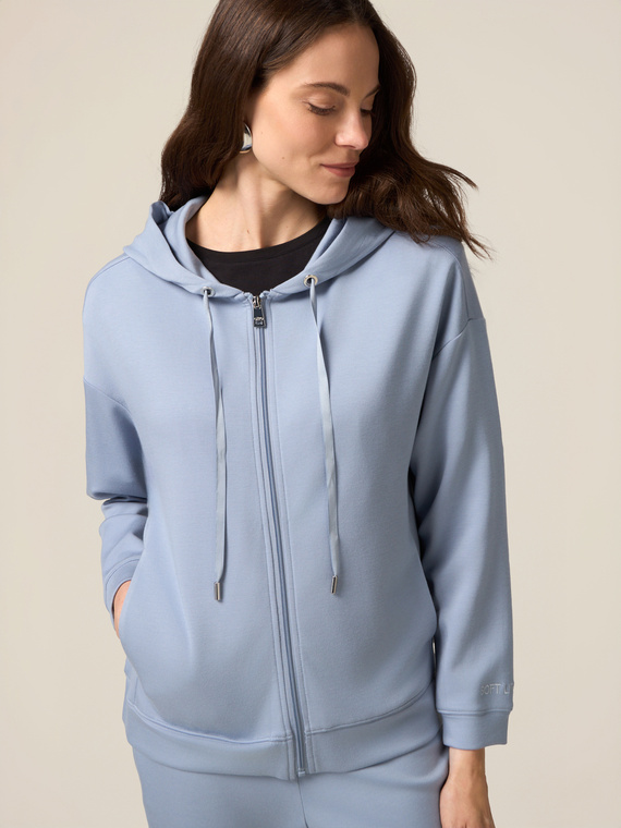 Felpa Oltre Con Cappuccio - Soft Touch, Viscosa E Elastan, Autunno/Inverno 2024, Tasche Marsupio - Foto 2