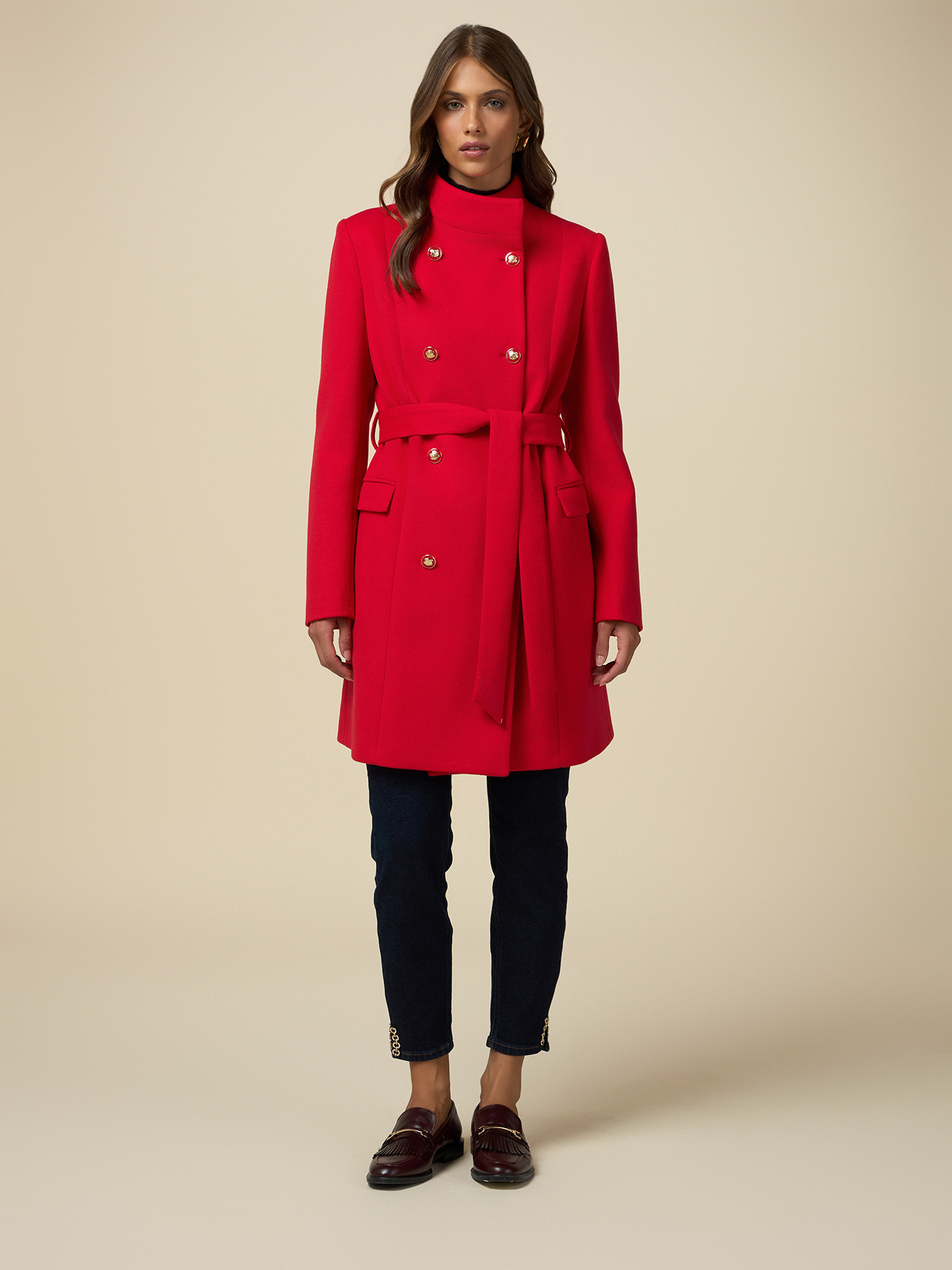 Double-breasted coat with belt image number 0