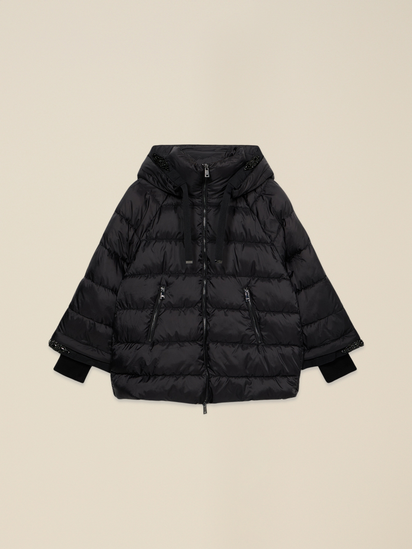 Short down jacket with jewel trim Short down jacket with jewel trim