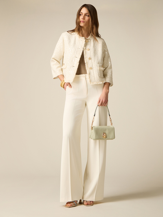 Wide-leg palazzo pants in crepe fabric