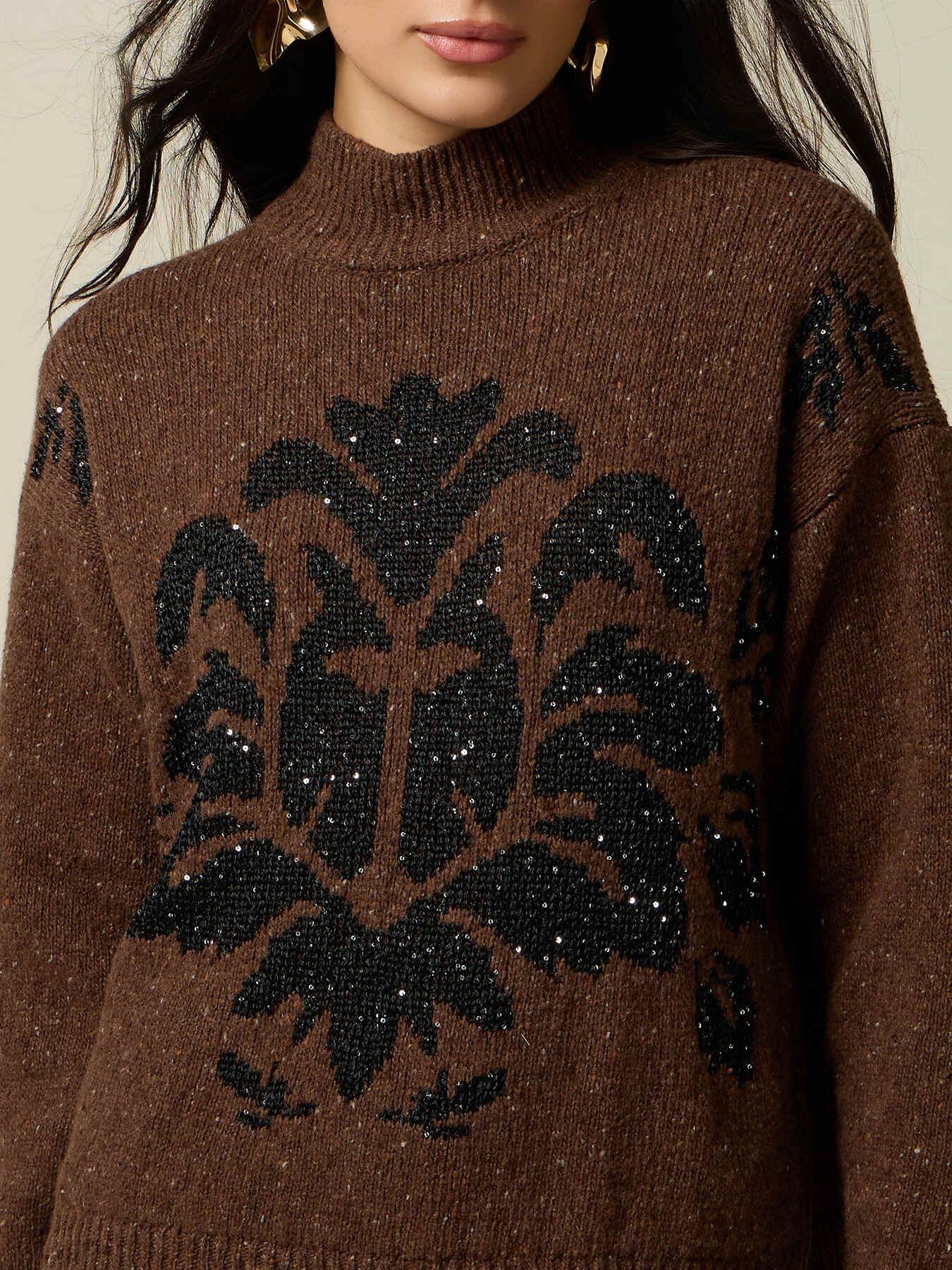 Turtleneck with inlay and sequins image number 2