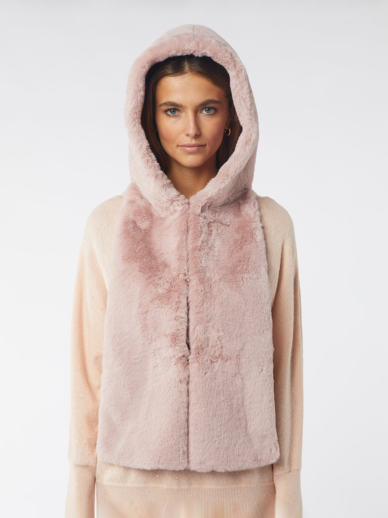 Sciarpa in pelliccia con cappuccio image number 0