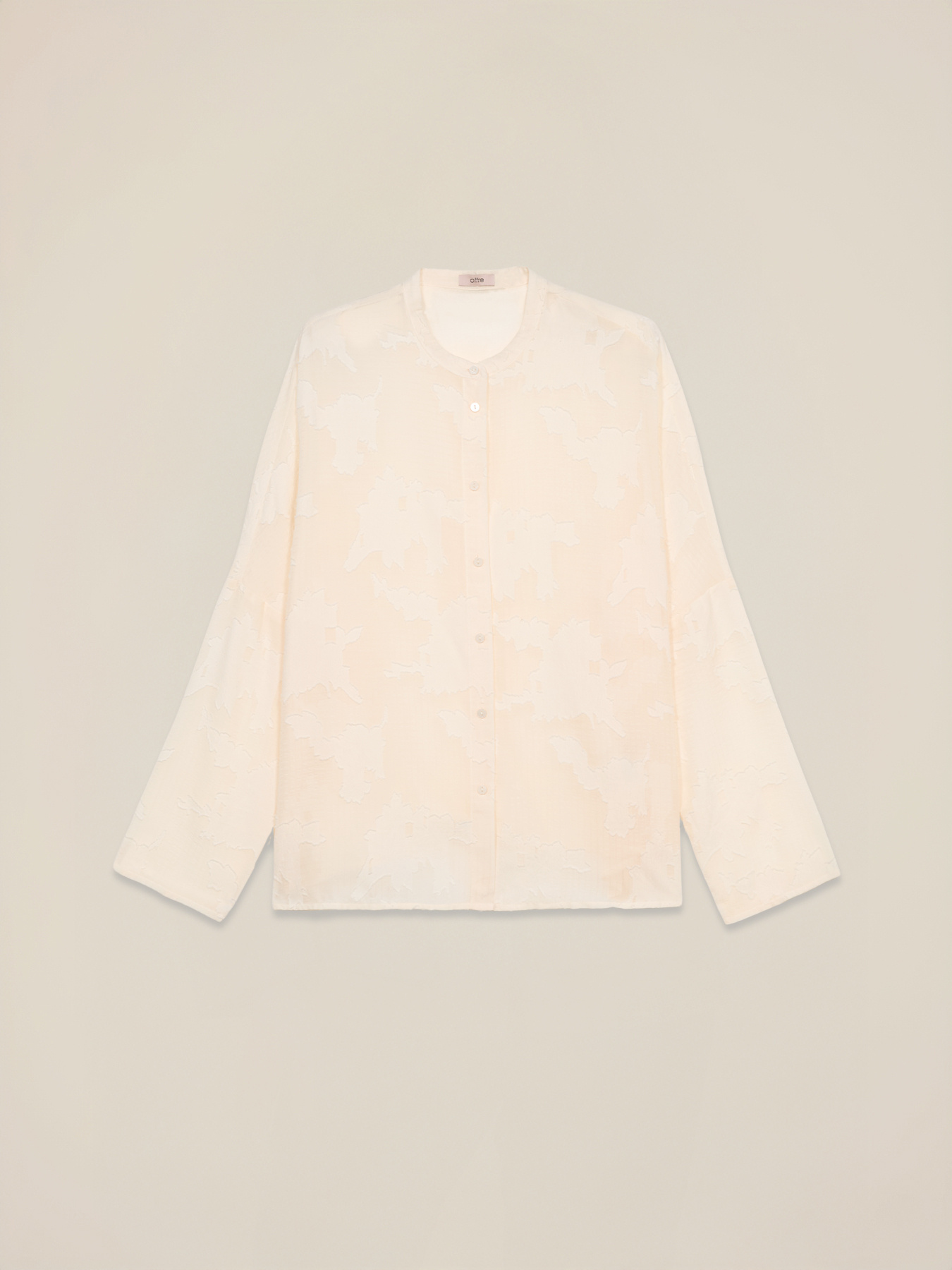 Camicia jacquard con collo alla coreana image number 4