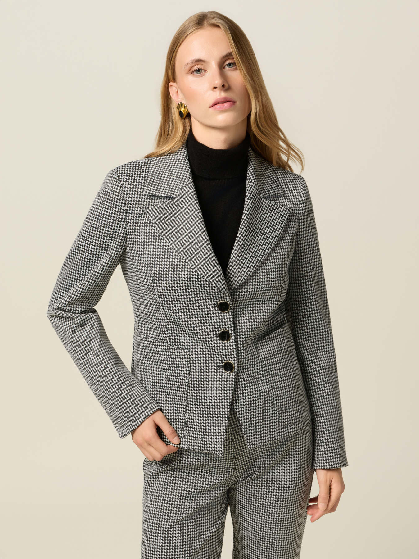 Blazer pied-de-poule in punto milano image number 0