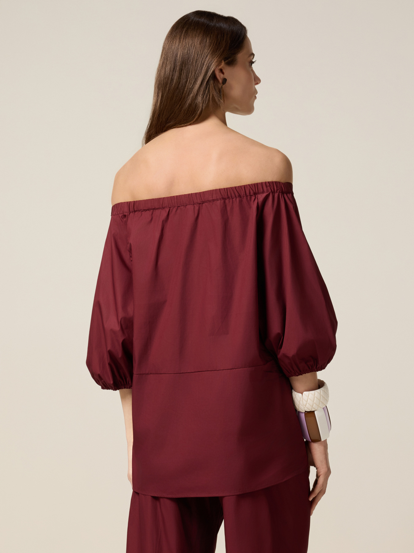 Schulterfreie Bluse aus Baumwolle image number 1