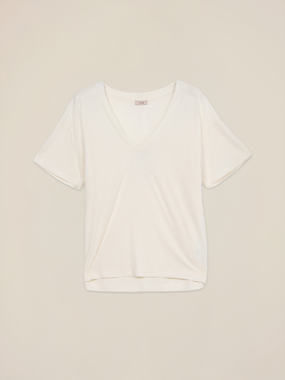 T-shirt misto modal con scollo a V