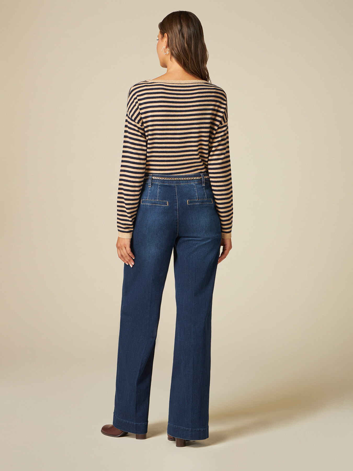 Jeans eco-friendly a palazzo con catena image number 1