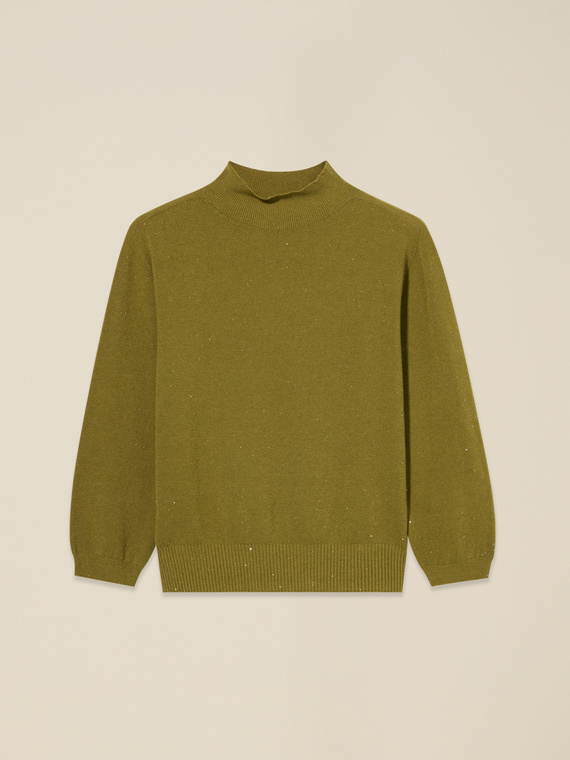 Turtleneck sweater with micro sequins