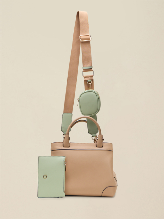 Barrel bag with mini pouch