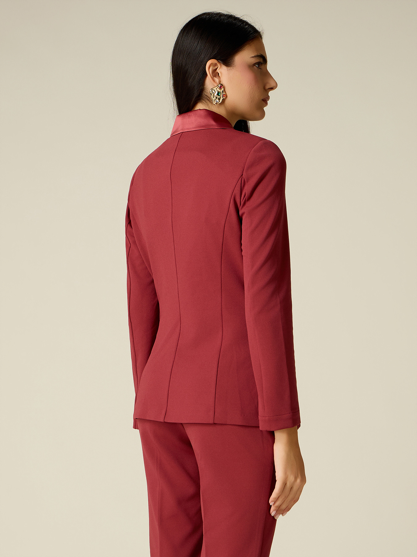 Double-breasted blazer with covered buttons image number 1