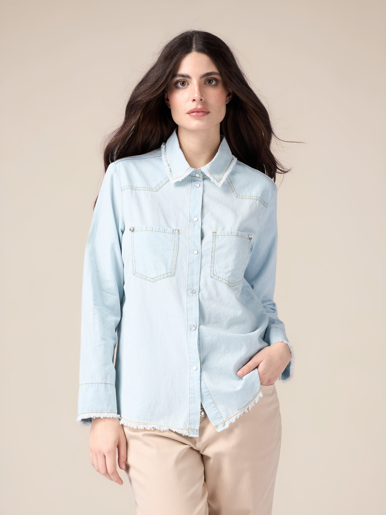 Stone-washed denim shirt image number 0