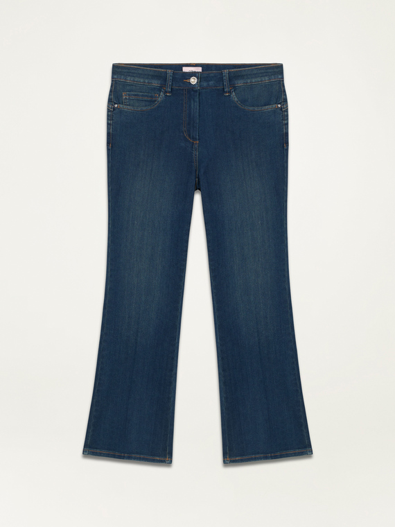 Umweltfreundliche Flared-Jeans mit Schmuckknopf
