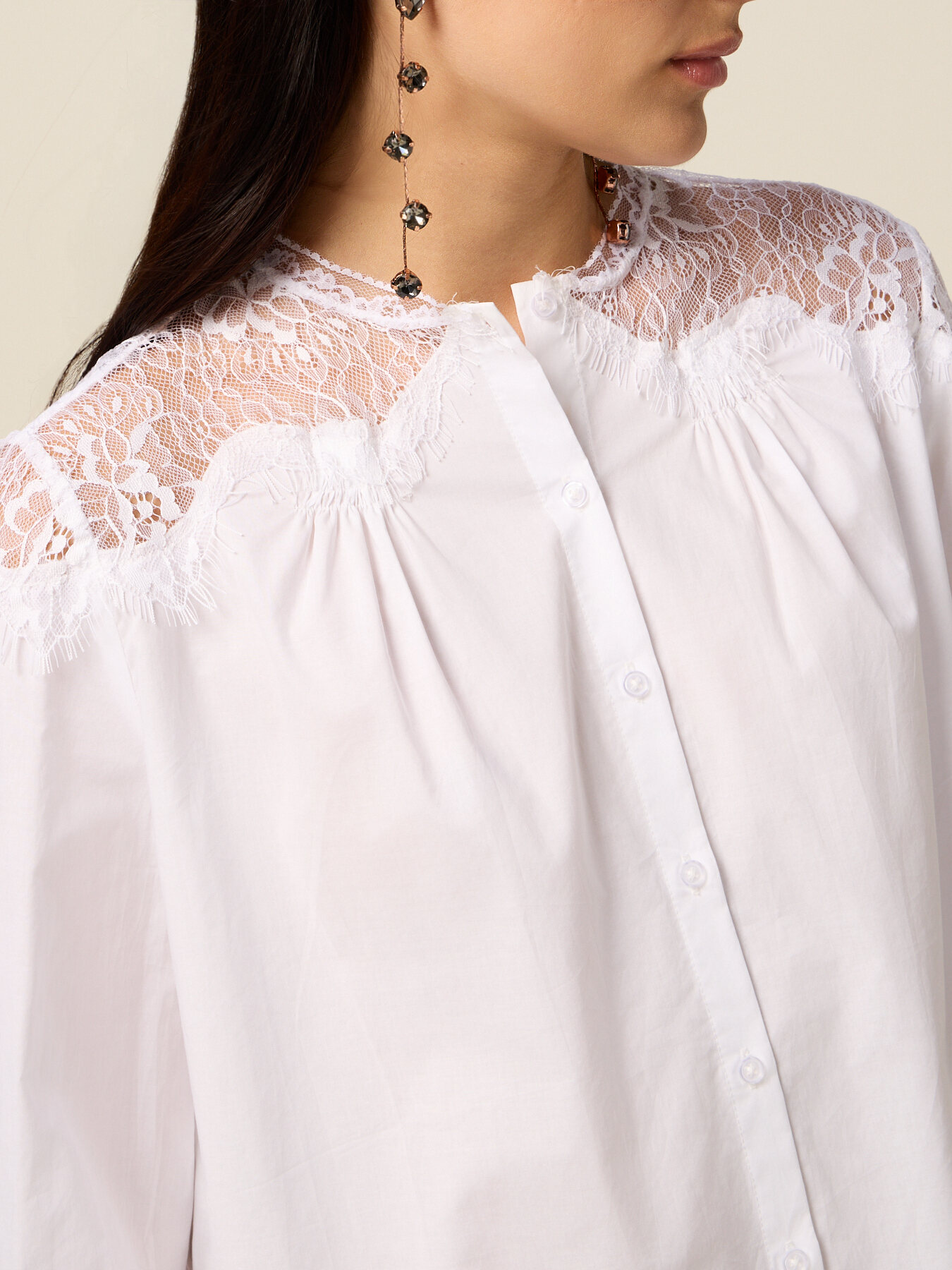 Shirt with lace inserts image number 2