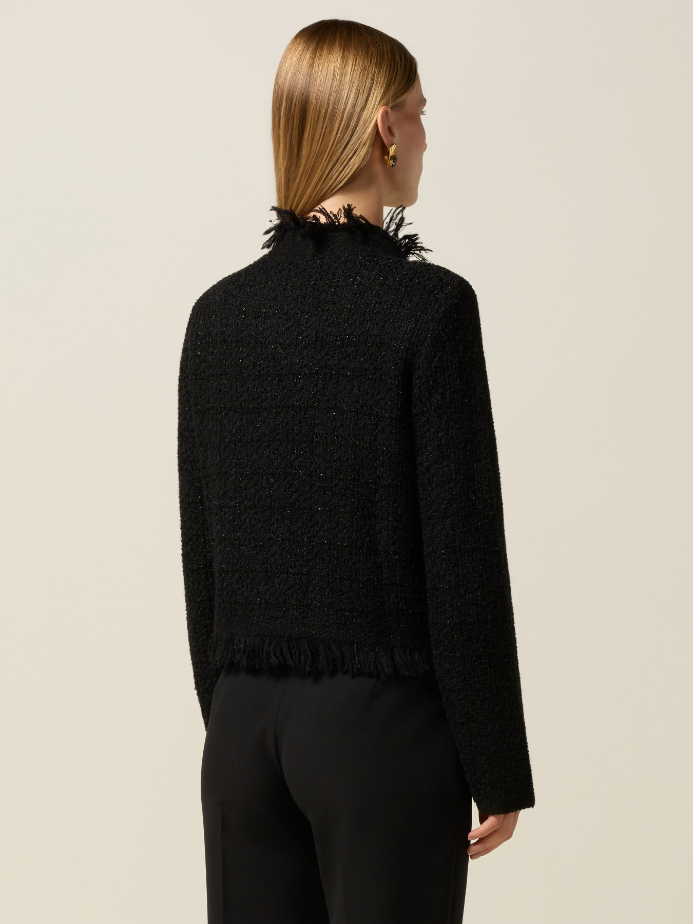 Strickjacke aus Wollmischung mit Fransen und Kn&ouml;pfen image number 1