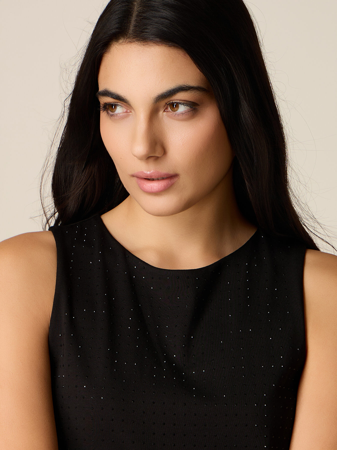 Top in jersey con micro cristalli image number 2