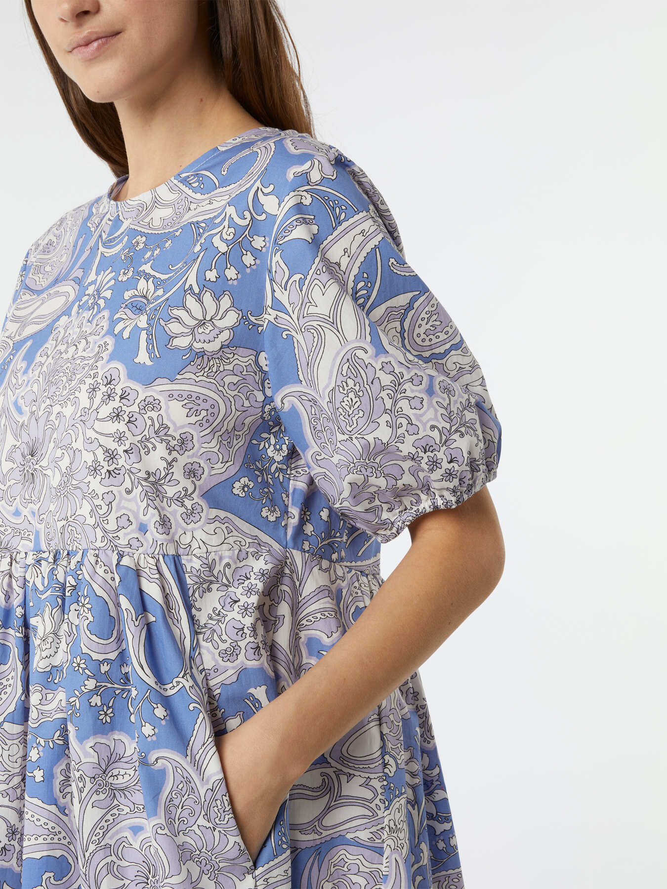Short dress with patterned poplin image number 2