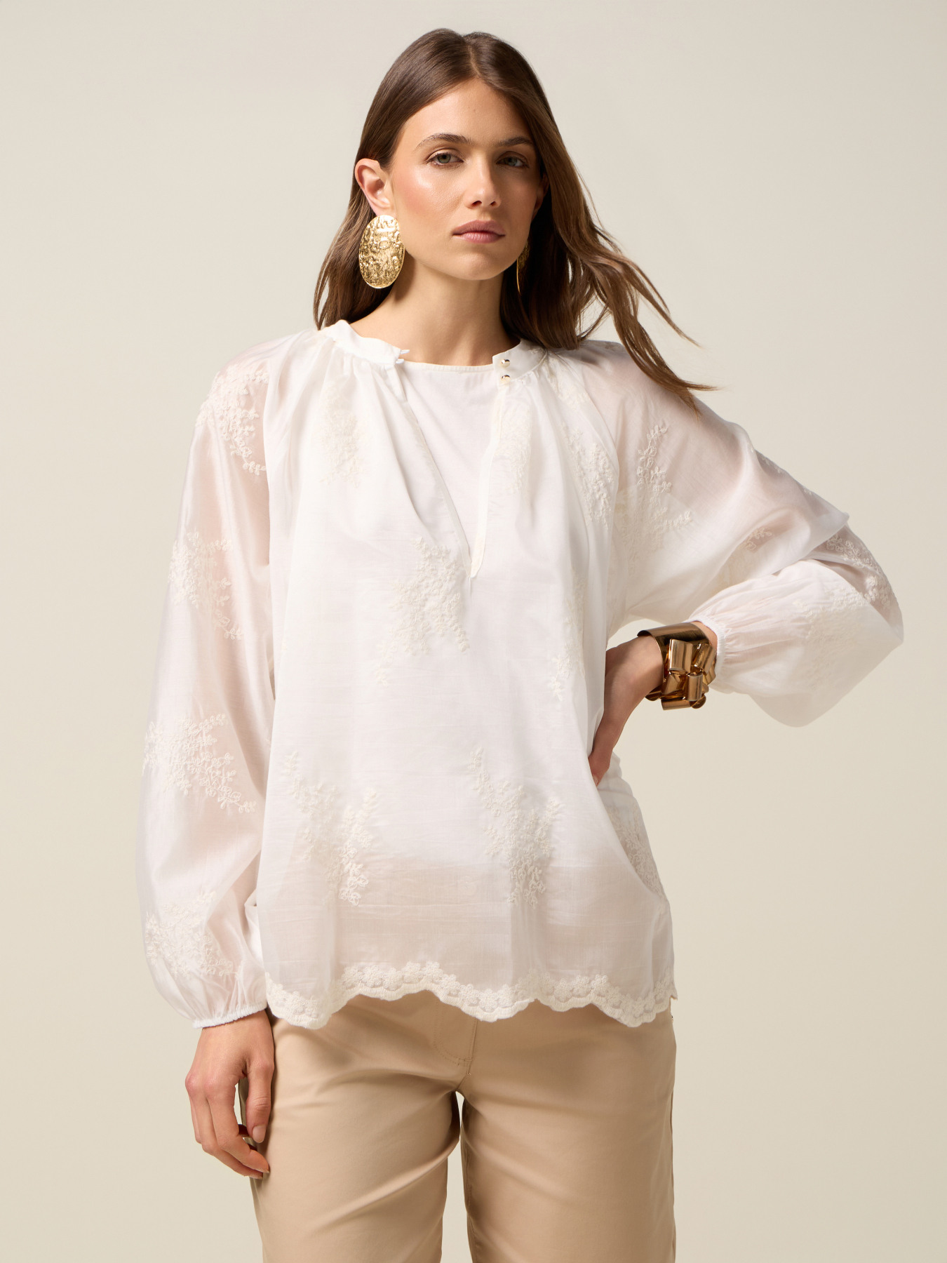 Bestickte Voile-Bluse image number 0