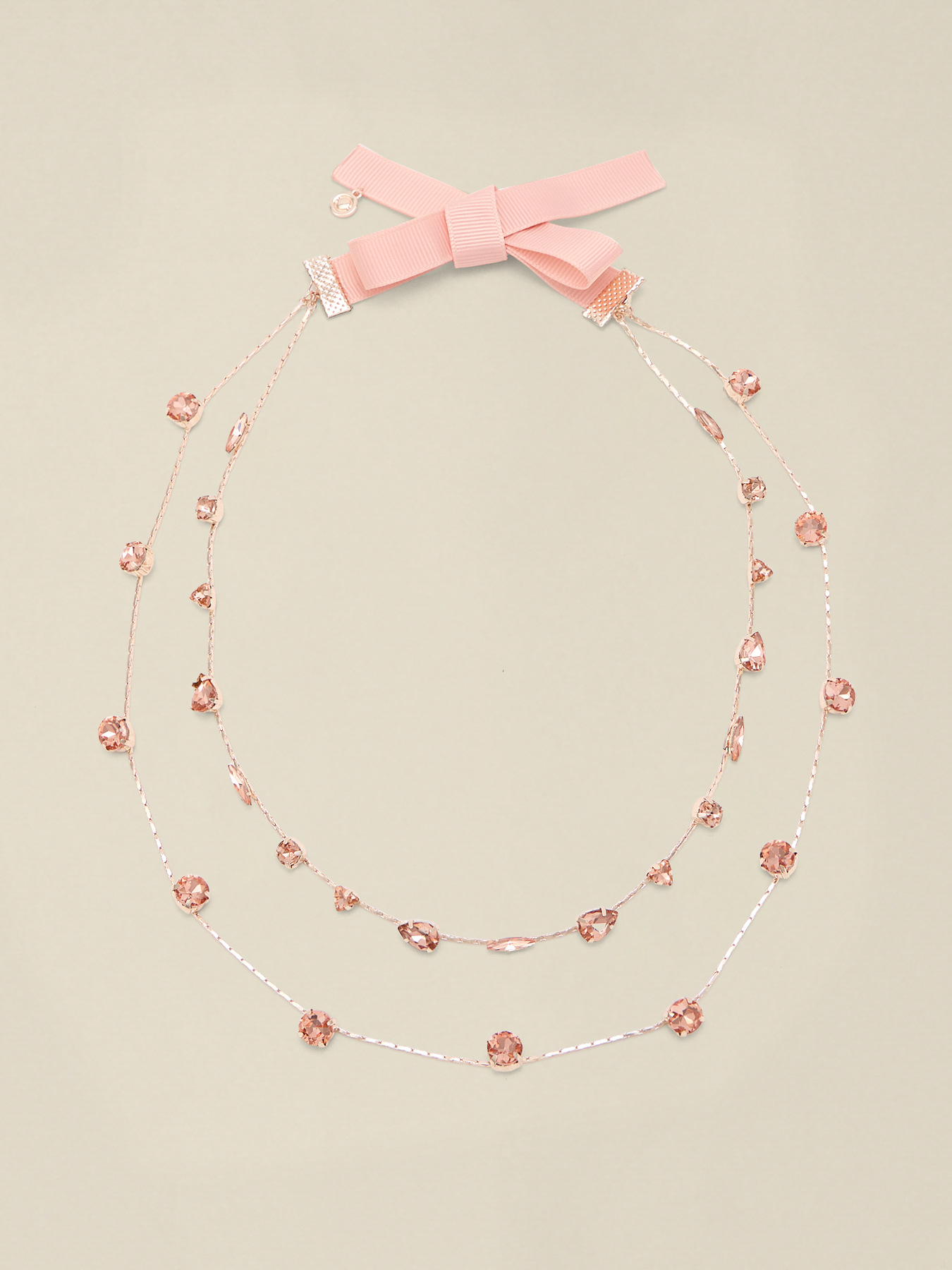 Doppelreihige Halskette mit Kristallen image number 0