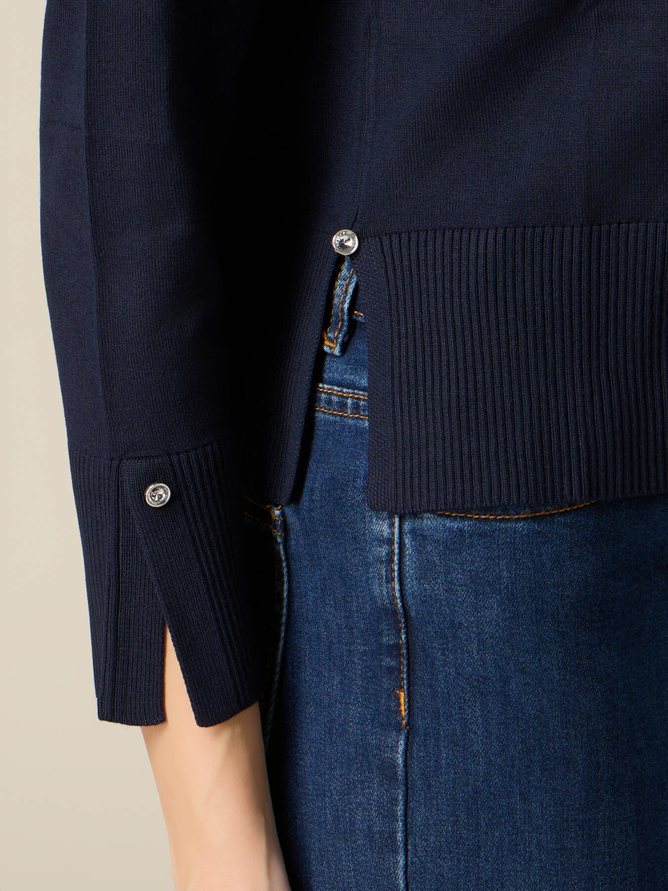 Viscose blend sweater with jewel buttons image number 2