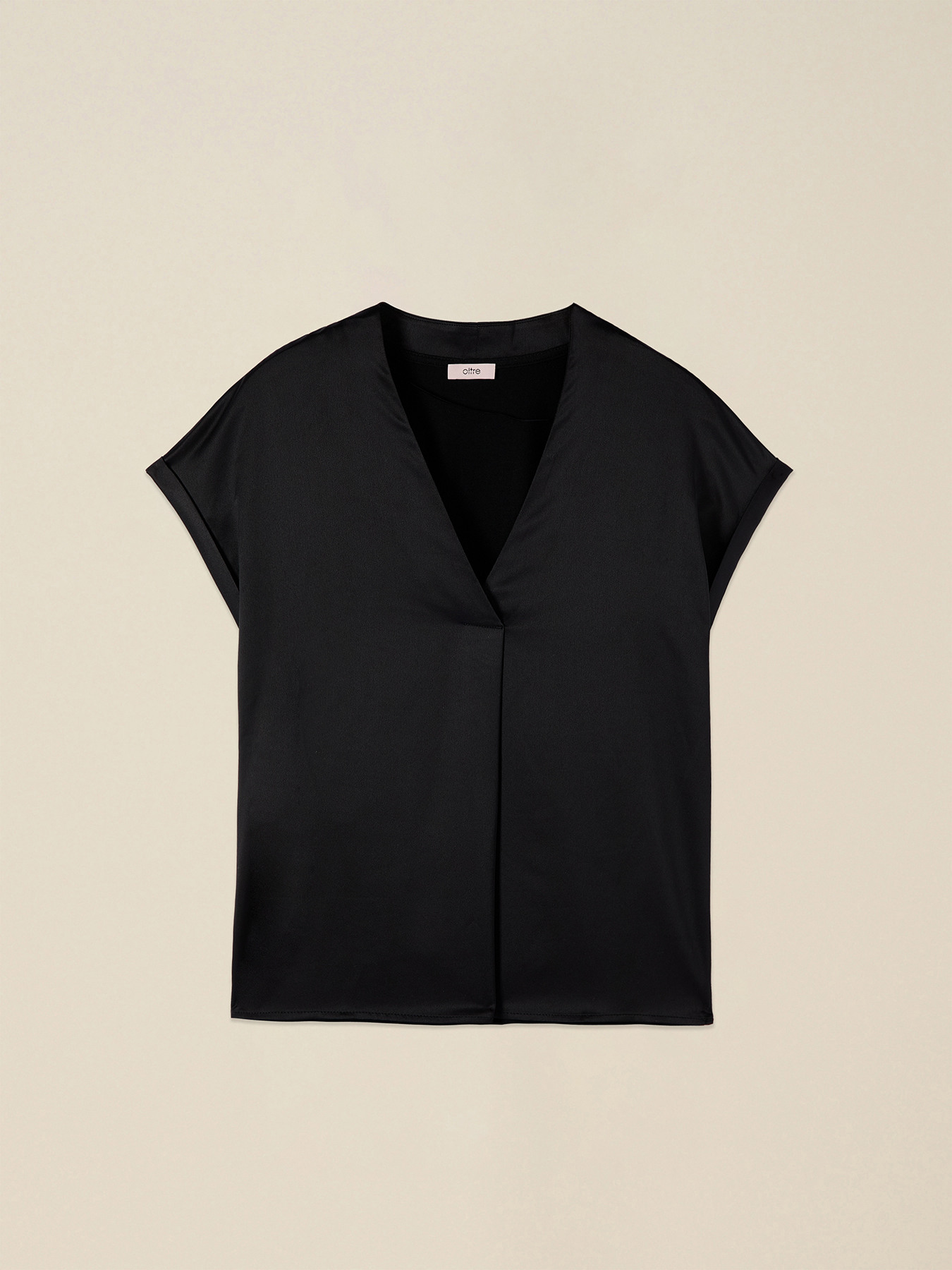 Two-material V-neck T-shirt image number 3