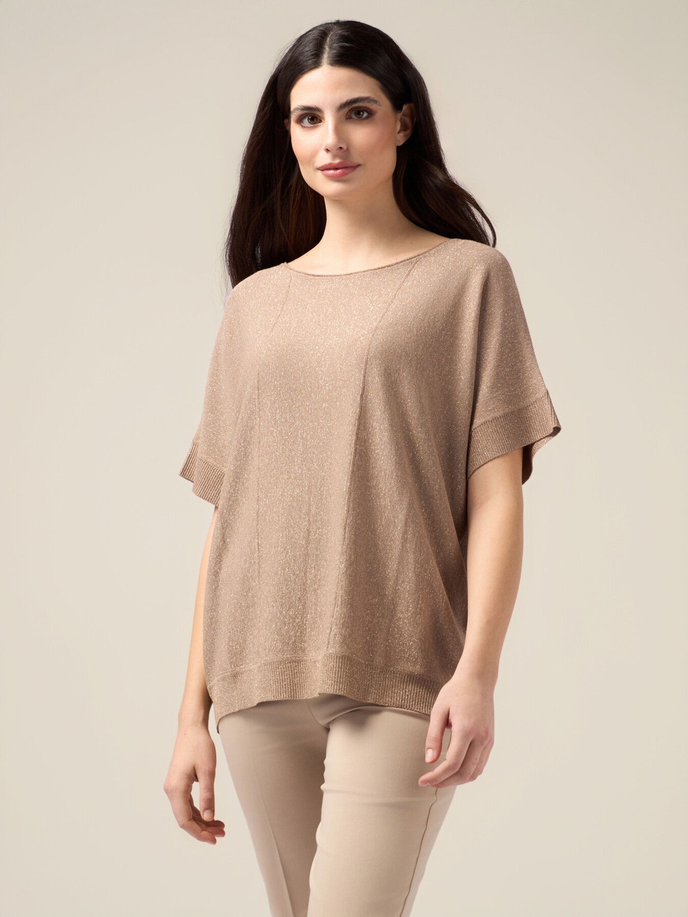 Short-sleeved lurex sweater image number 0