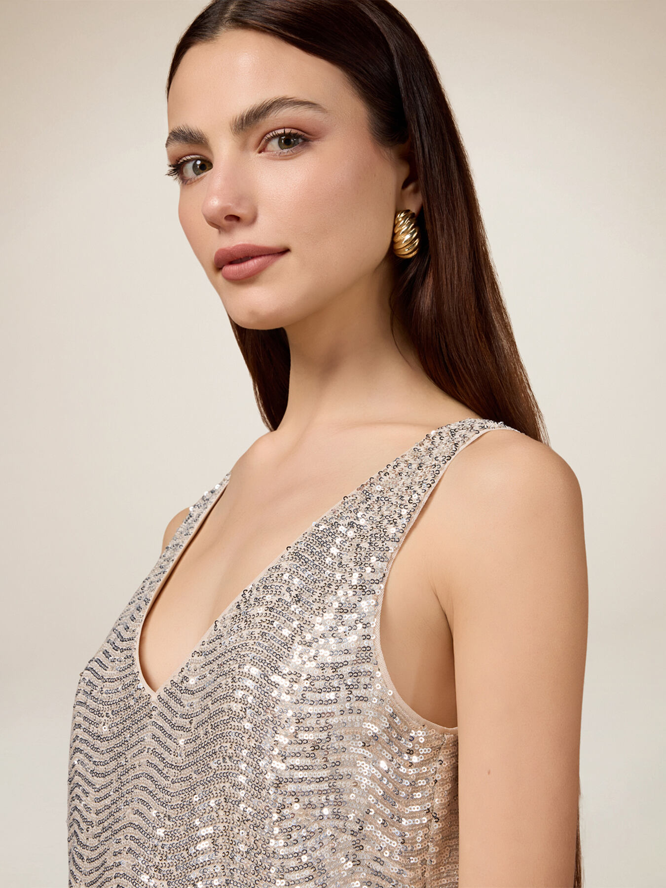 Top in tulle con paillettes image number 2